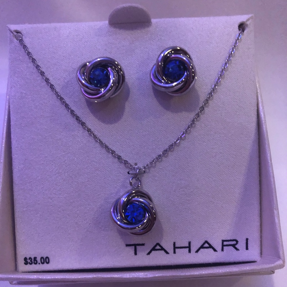 Tahari Silver Earrings/Necklace Set